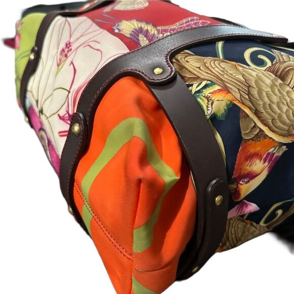Salvatore Ferragamo Multicolor Fiera Print Nylon and Leather Tote Handbag - EUC - Picture 10 of 16